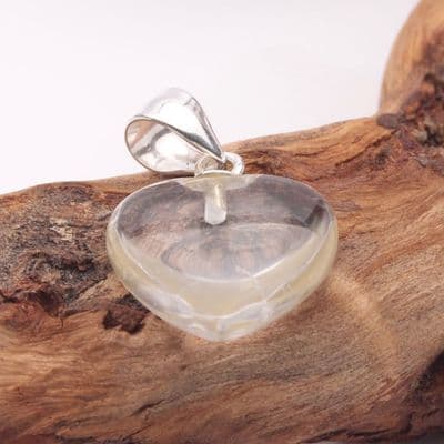 Clear Quartz Puff Heart Pendant