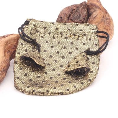 Gold and Black Silk pouch with drawstring closure
