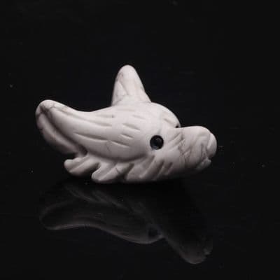 Howlite Wolf Head Carving 2