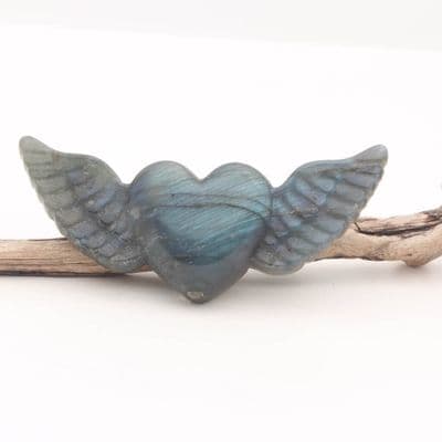 Labradorite Heart with Wings 1