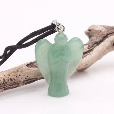New Jade Angel Pendant on black cord