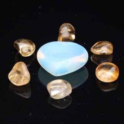 Opalite Heart with six Citrine tumble stones