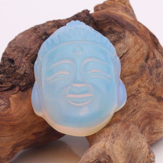 Opalite Thai Buddha Head Carving