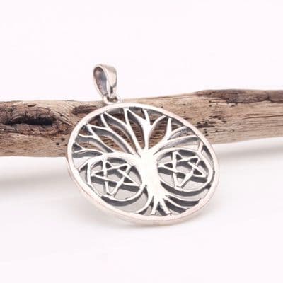 Pagan Double Pentacle Pentagram Tree of Life Pendant