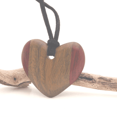 Palo Santo & Cocobolo  Heart Pendant 2