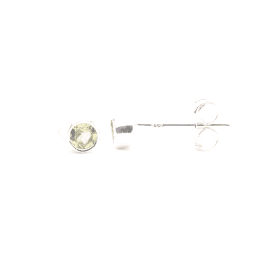 Peridot Silver Ear Studs - Birthstone August