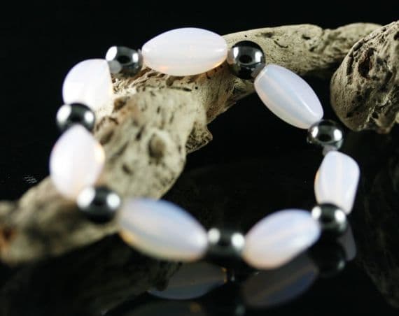 Pink Opalite and Magnetic Hematite Bracelet