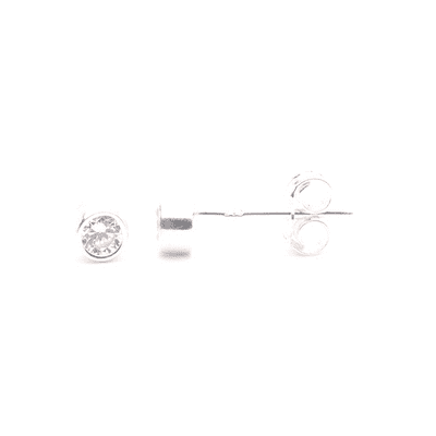 Quartz Silver Ear Studs - Birthstone April
