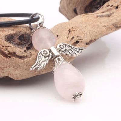 Rose Quartz Angel Pendant
