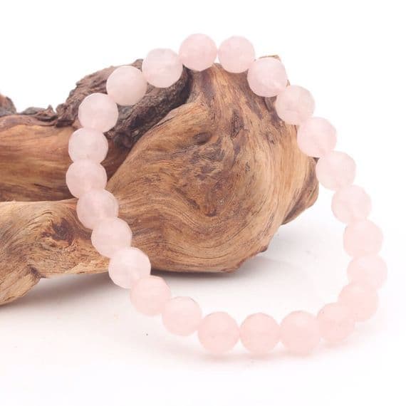 Rose Quartz  Faceted  Bead Bracelet 2