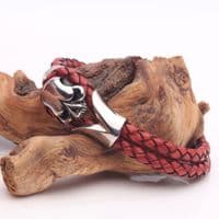Rust Leather, Tribal Steel, Skull Bracelet (19cm)