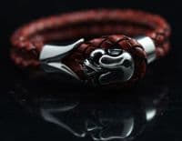 Rust Leather, Tribal Steel, Skull Bracelet (19cm)