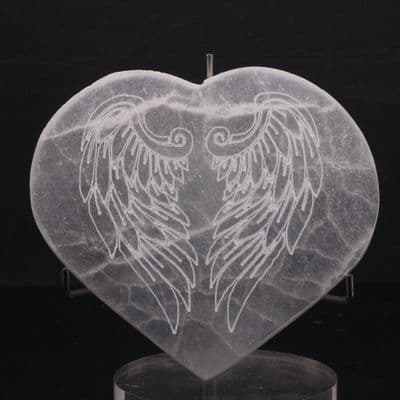 Selenite Heart with Angel Wings 3