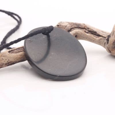 Shungite Oval Pendant on black string