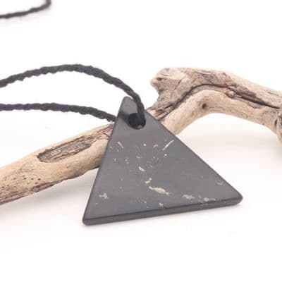 Shungite Triangle Pendant on black string