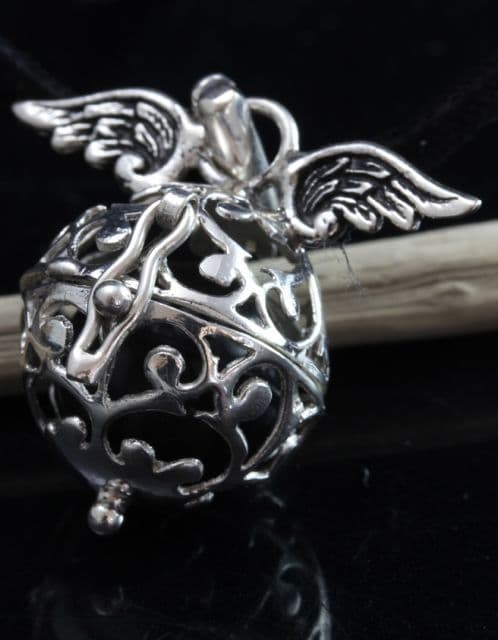 Silver Black Angel Wing Calling Bell