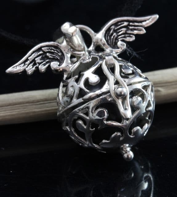 Silver Black Angel Wing Calling Bell