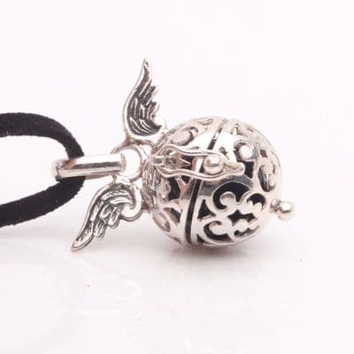 Silver, Black Angel Wing Calling Bell