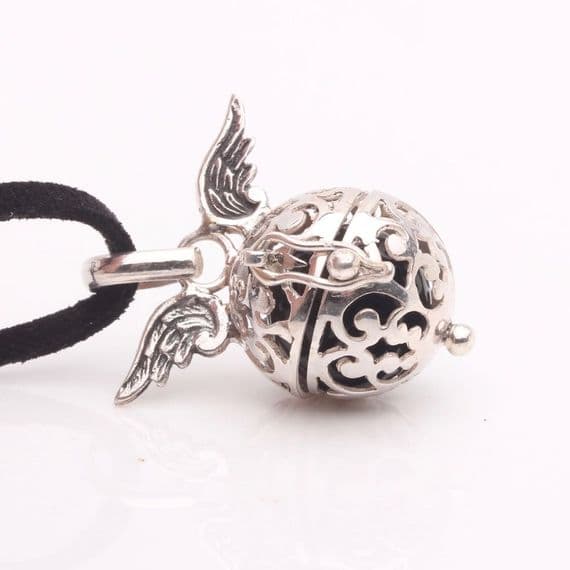 Silver Black Angel Wing Calling Bell