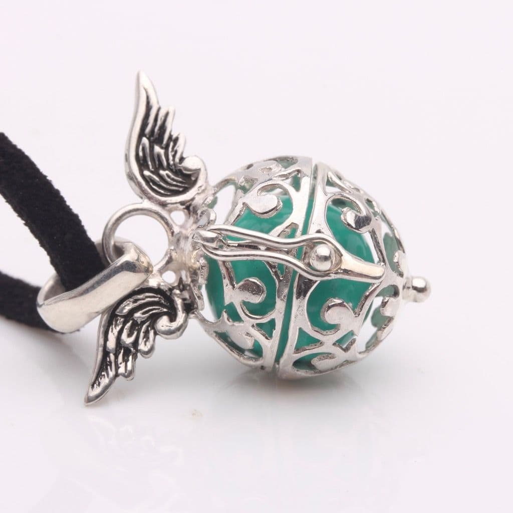 Silver Teal Colour Angel Wing Calling Bell