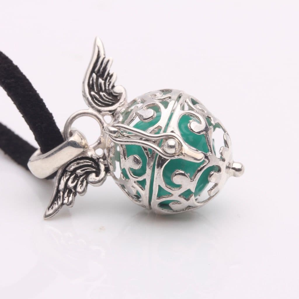 Silver Teal Colour Angel Wing Calling Bell