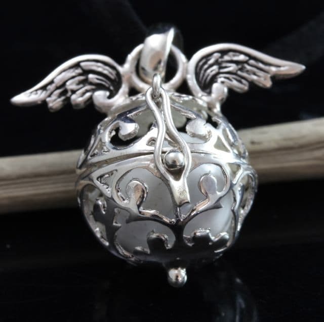 Silver White Angel Wing Calling Bell