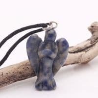 Sodalite Angel Pendant on black cord
