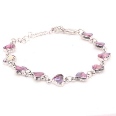 Tiffany Peach Heart shaped Paua Shell Bracelet
