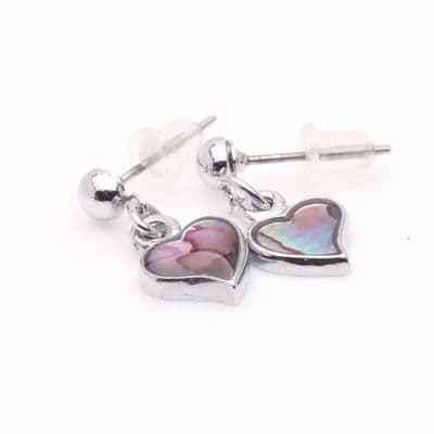 Tiffany Peach Heart shaped Paua Shell Earrings