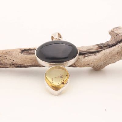 Whitby Jet & Amber Pendant 1