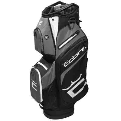 COBRA SIGNATURE CART BAG , BLACK . WHITE , GREY
