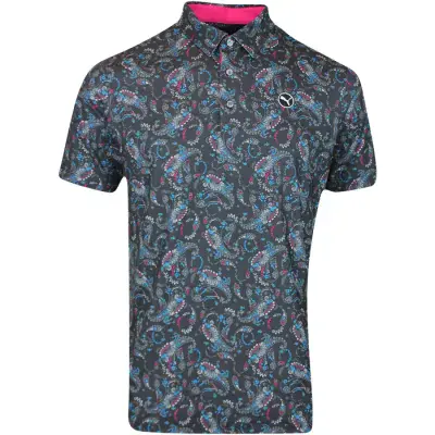 PUMA CLOUDSPUN PAISLEY POLO BLACK