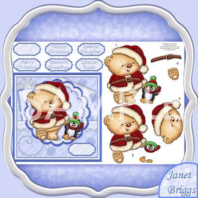 BEAR & PENGUIN WALK IN SNOW Decoupage printed sheet 510DD