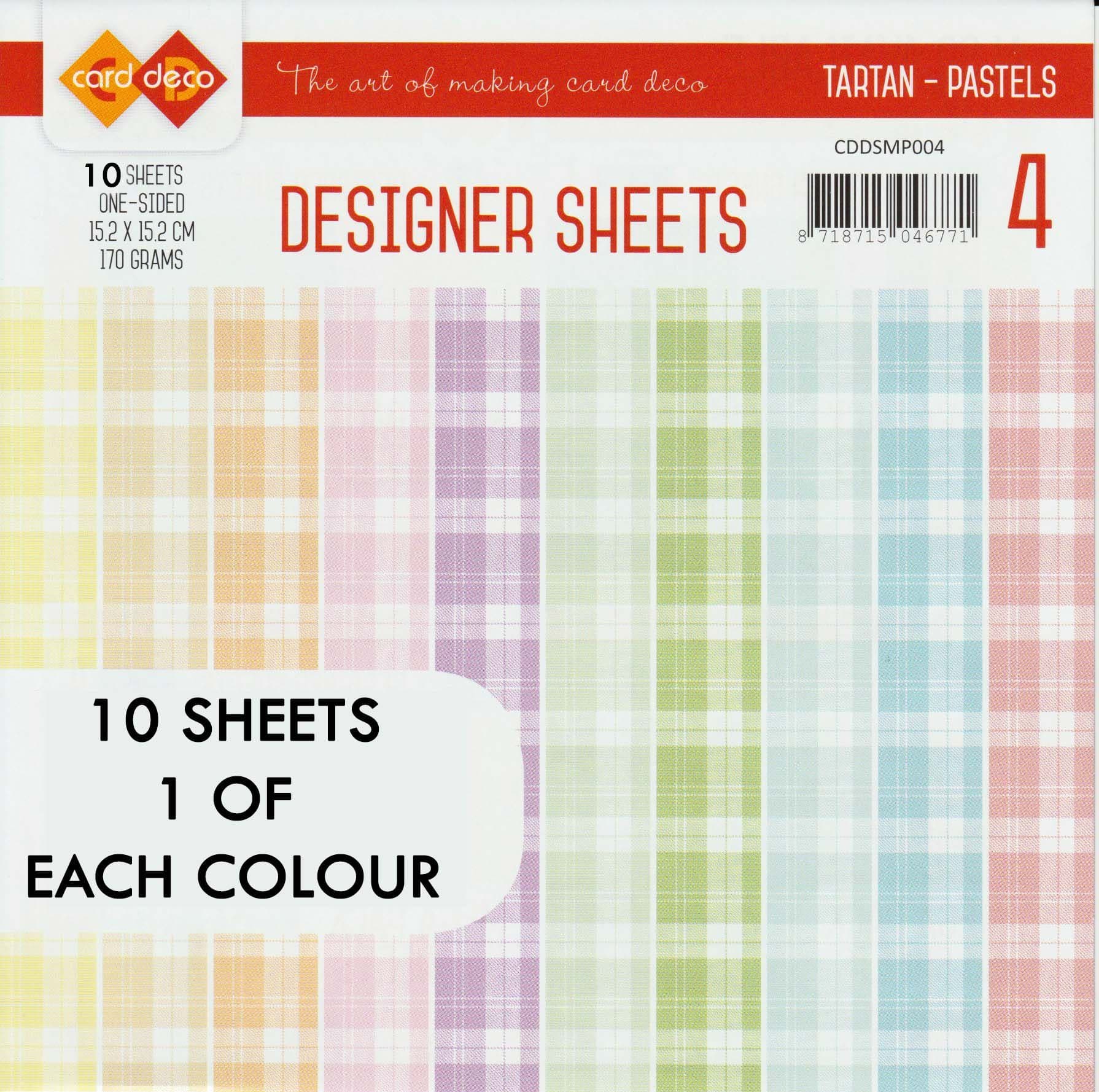 10 6"x6" Pastel Tartan Paper Sheets Card Deco