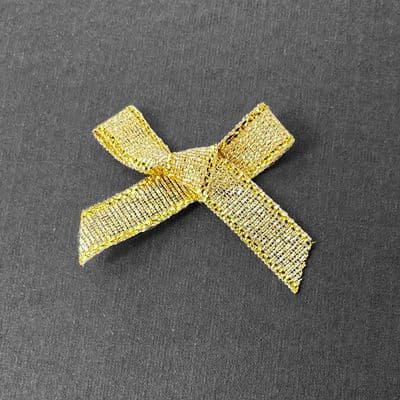 10 Gold Lurex Bows 3.5cm x 2.5cm  7mm ribbon