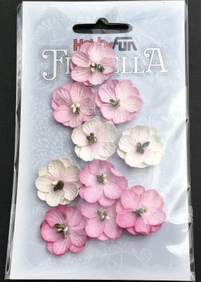 10 Handmade Mulberry Paper Flowers Pink Hobbyfun Florella 3866015