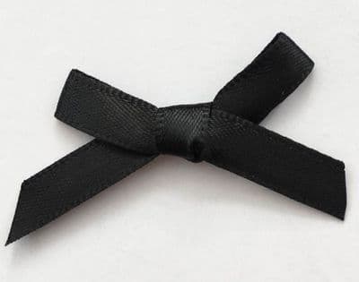 10 Satin Bows 7mm Black