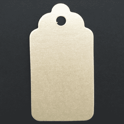 10 Scalloped Tags Pearlescent Ivory  Card 6.25 x 3.25cm