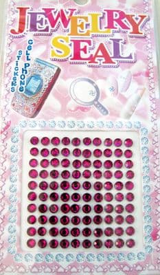 100 SELF ADHESIVE HOT PINK ROUND JEWELS 4mm