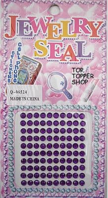 100 SELF ADHESIVE PURPLE ROUND JEWELS 4mm