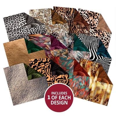 12 Sheets Duo Design 8x8 Paper - Animal Prints & Leaves Hunkydory
