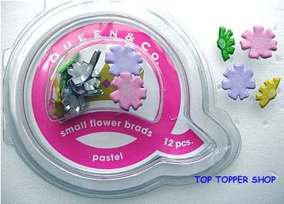 12 SMALL FLOWER BRADS PASTEL QUEEN & CO