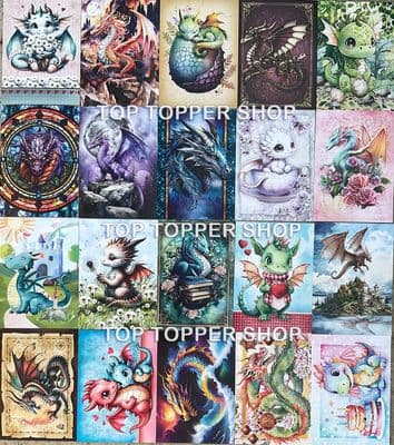 20 A6 Paper Toppers from the Hunkydory Little Book of Dragons