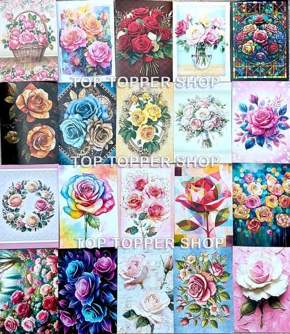 20 A6 Paper Toppers from The Hunkydory Little Book of Roses