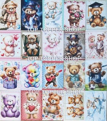 20 A6 Paper Toppers from the Hunkydory Little Book of Teddy Bears