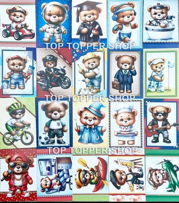 20 A6 Paper Toppers from  The Hunkydory Little Book of Teddy Time