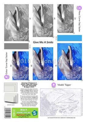 3 in 1 - GIVE ME A SMILE DOLPHIN DIE CUT CORNER STACKERS FROM G18