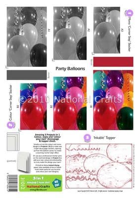 3 in 1 - PARTY BALLOONS DIE CUT CORNER STACKERS FROM G18