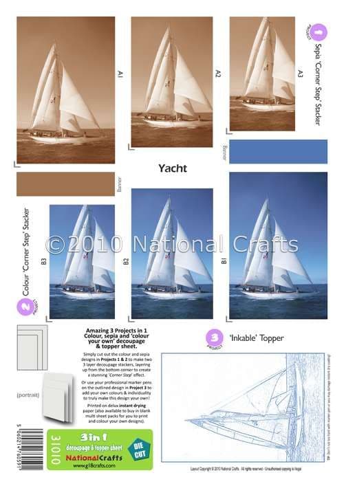 3 in 1 - YACHT DIE CUT CORNER STACKERS FROM G18