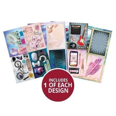 4 Die Cut Sheets from the Hunkydory Build-a-Topper Pad - Terrific Teens